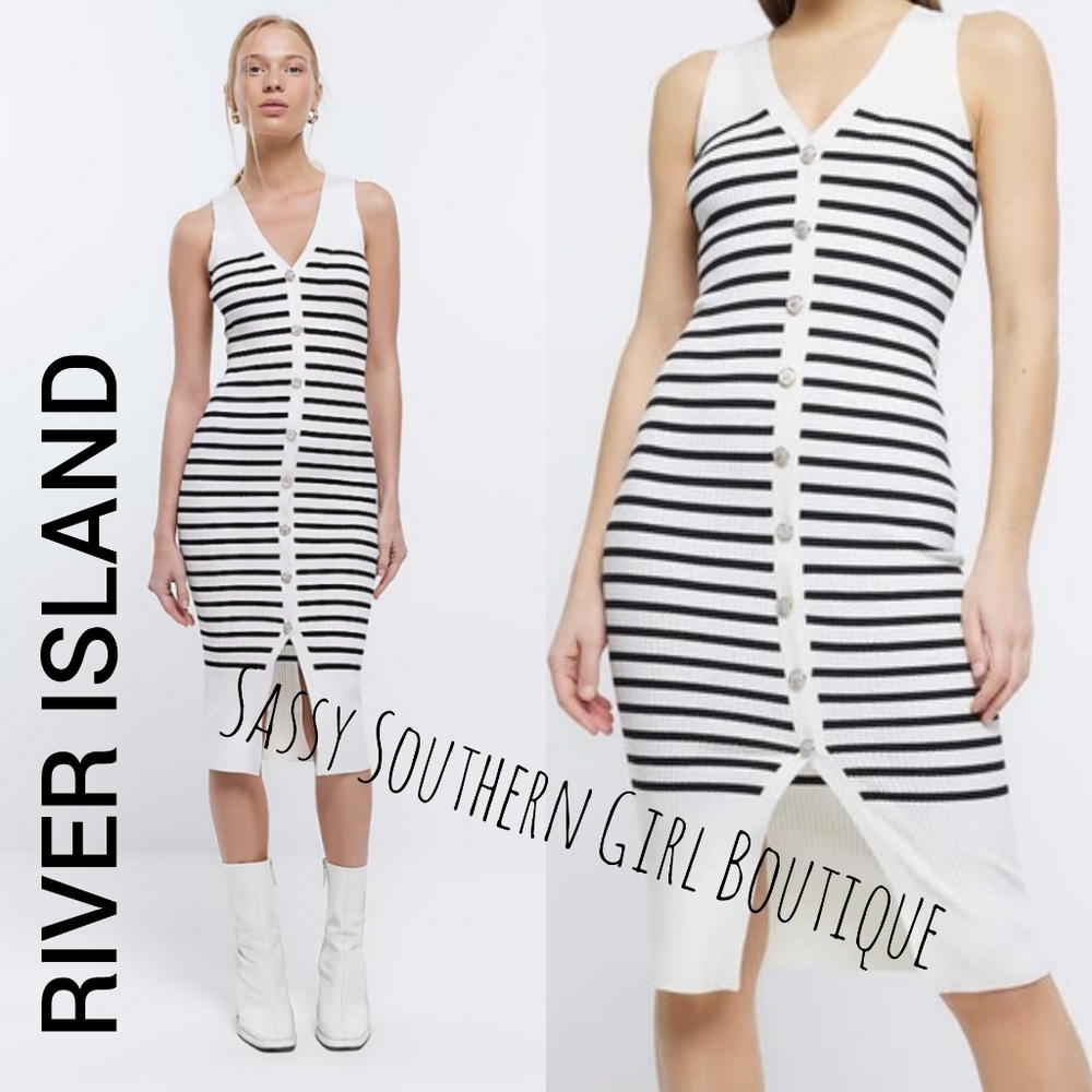 🆕⭐ RIVER ISLAND striped midi dress